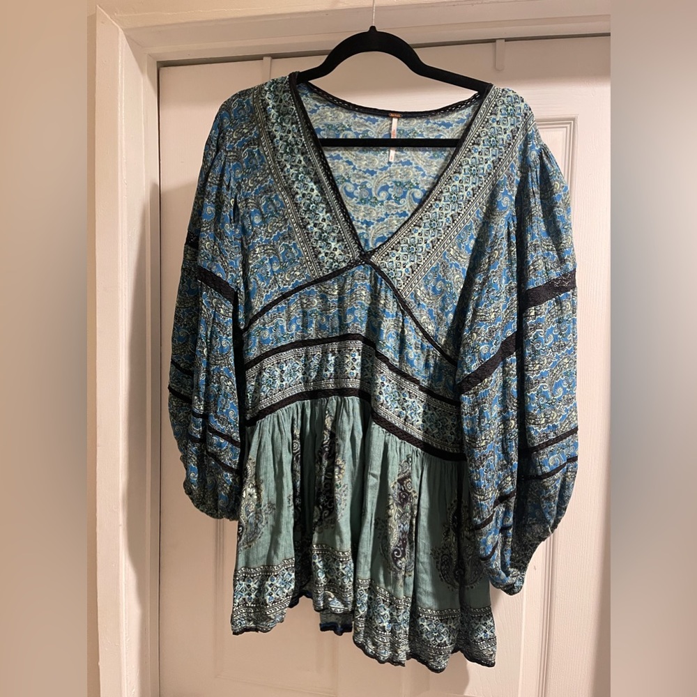 Free People Womens Boho Peasant Top/Tunic